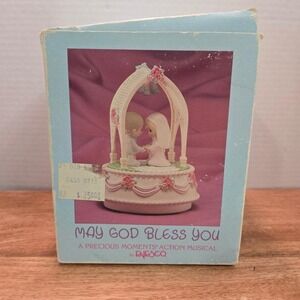 Precious Moments action musical May God Bless You by Enesco vintage 1988